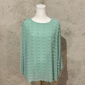 Ophelia Roe Mint Clip-Dot Chiffon Flowy Blouse | Soft Girl | Resortwear | XL